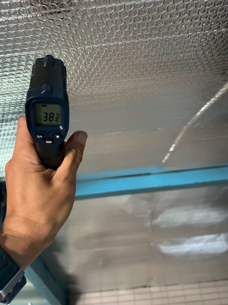 サーモバリアによる倉庫の遮熱工事 完成後の室温